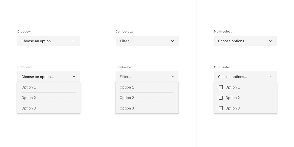 Dropdown variant examples Dropdown variant examples