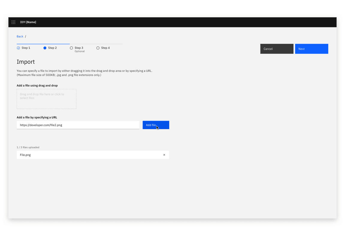Example of importing with a URL Example of importing with a URL