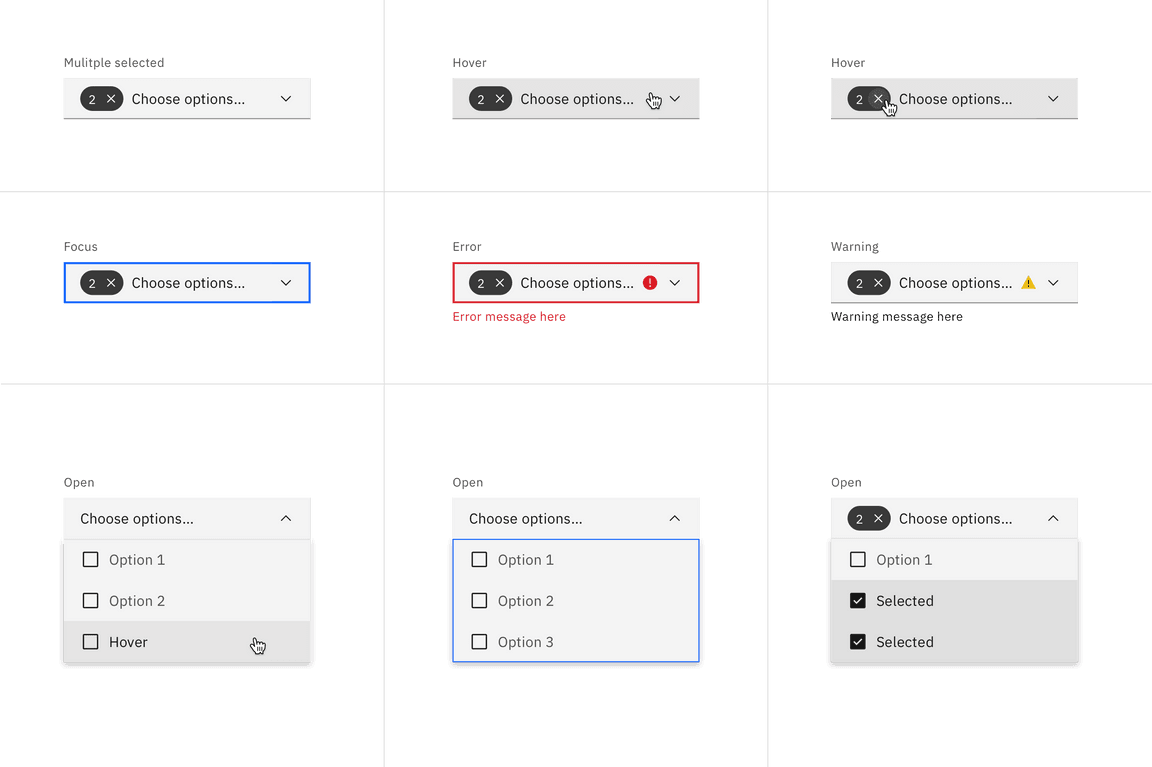 Multi-select dropdown states Multi-select dropdown states