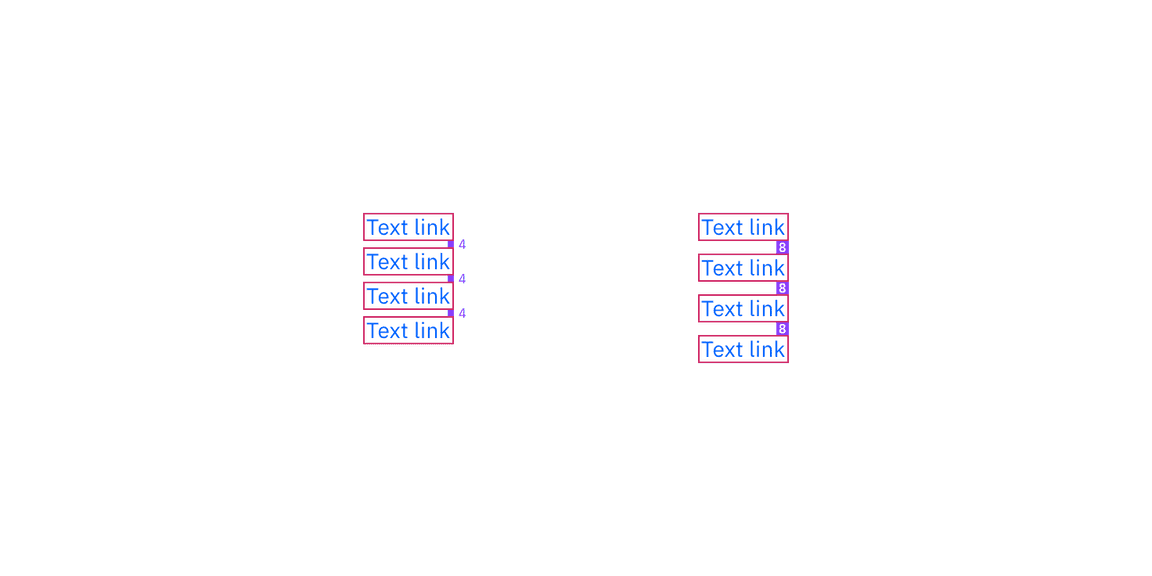 Link structure and spacing measurements Link structure and spacing measurements