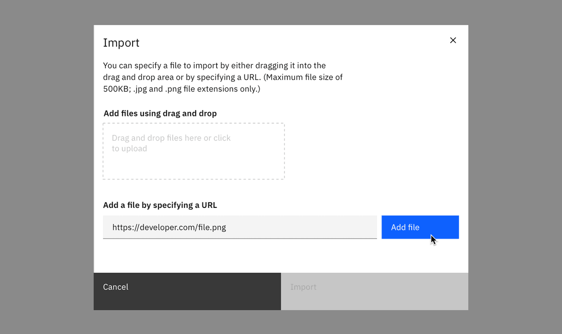 Example of importing with a URL Example of importing with a URL