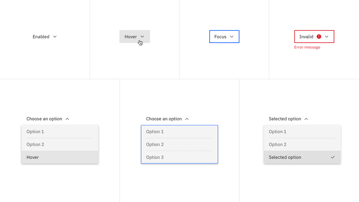 Inline dropdown states Inline dropdown states